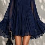 Navy Off-shoulder Ruffled Bell Sleeve Mini Dress