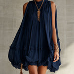 Camilla | Mini chiffon dress with halter neck and balloon skirt