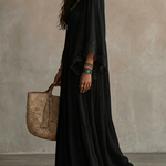 Celeste | Long Chiffon Dress with Batwing Sleeves and Lace
