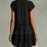 Rachele | Black Mini Dress with Lace and Ruffles
