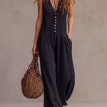 Retro Ruffled V-neck Wide-leg Jumpsuit