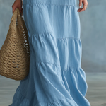Soft Sky Blue Bohemian Ruffled Maxi Dress