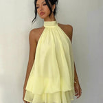 Lightweight And Flowy Wrap-around Layered Mini Dress
