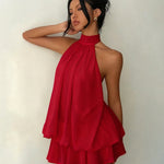 Lightweight And Flowy Wrap-around Layered Mini Dress