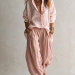 Josephine | Blush Button-Front Shirt & Lantern Pants Set
