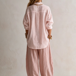 Josephine | Blush Button-Front Shirt & Lantern Pants Set
