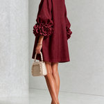 Camellia | Rose-Cuff Button Mini Dress
