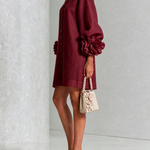 Camellia | Rose-Cuff Button Mini Dress