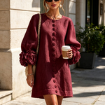 Camellia | Rose-Cuff Button Mini Dress