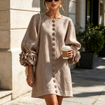 Dorothy | Floral-Cuff Button-Down Mini Dress