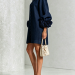 Amelia | Rosette-Cuff Mini Dress