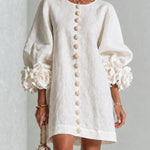 Alba | Mini dress with buttons and floral sleeves