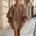 Rebecca | Zip-Front Balloon Sleeve Mini Dress