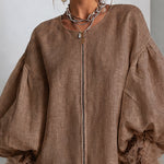 Rebecca | Zip-Front Balloon Sleeve Mini Dress