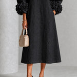 Leonora | Floral-Cuff Midi Dress