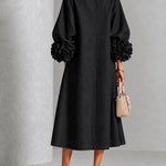 Leonora | Floral-Cuff Midi Dress