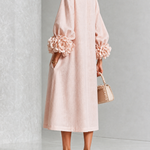 Rosetta | Floral-Cuff Buttoned Midi Dress