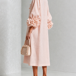 Rosetta | Floral-Cuff Buttoned Midi Dress