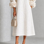 Magnolia | Floral-Cuff Midi Dress