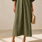 Juniper | Flowy Maxi Dress With Rose-Cuff Sleeves