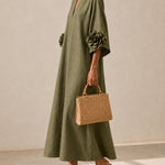 Juniper | Flowy Maxi Dress With Rose-Cuff Sleeves