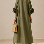 Juniper | Flowy Maxi Dress With Rose-Cuff Sleeves