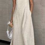 Strapless A-line Linen Long Dress