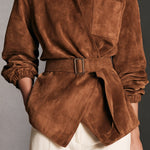Brown Faux-suede Lace-up Jacket
