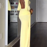 Yellow Cape Backless Maxi Dress