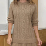 Ivory Cable-Knit Sweater Mini Dress