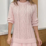 Ivory Cable-Knit Sweater Mini Dress