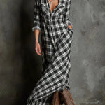 Margaux | Long Shirt Dress with Green Gingham Collar