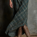 Margaux | Long Shirt Dress with Green Gingham Collar