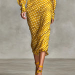 Vintage Satin Polka Dot Print Shirt And Skirt Two-Piece Set