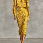 Vintage Satin Polka Dot Print Shirt And Skirt Two-Piece Set