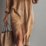 Estelle | Corduroy Button-Front Midi Dress