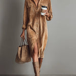 Estelle | Corduroy Button-Front Midi Dress