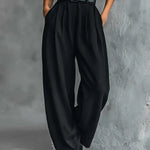 Noëlla | Black Turtleneck Top and Straight Pants Set