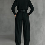 Noëlla | Black Turtleneck Top and Straight Pants Set