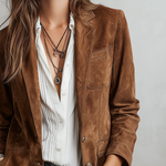 Pascale – Vintage Brown Faux Suede Blazer