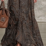 Elegant Vintage Paisley Zip Maxi Dress