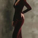 Quietly Luxurious And Elegant Lace Velvet Midi Dress