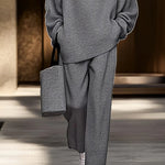 Comfortable Gray Top and Wide-leg Pants Casual Two-piece Set