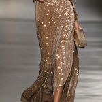 Brown Velvet Sequined V-neck Maxi Dress