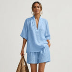 Zoe Mitchell | Linen Two-Piece Shorts Set For Women