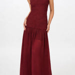 Stylish Three-dimensional Floral Chiffon Patchwork Strapless Elegant Maxi Dress