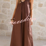 Solid Color Loose Sleeveless Casual Vacation Maxi Dress
