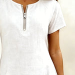 Susan | Cotton Linen Dress with Half-Zip