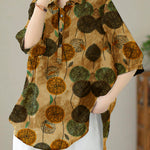Italian Blue Peter Pan Collar Print Patchwork Cotton Blouses Summer