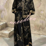 Flowy Butterfly Pattern Two-Piece Set